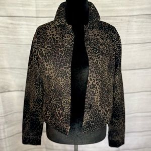 NWOT Ladies Nine West Leopard Print Denim Style Jacket Small